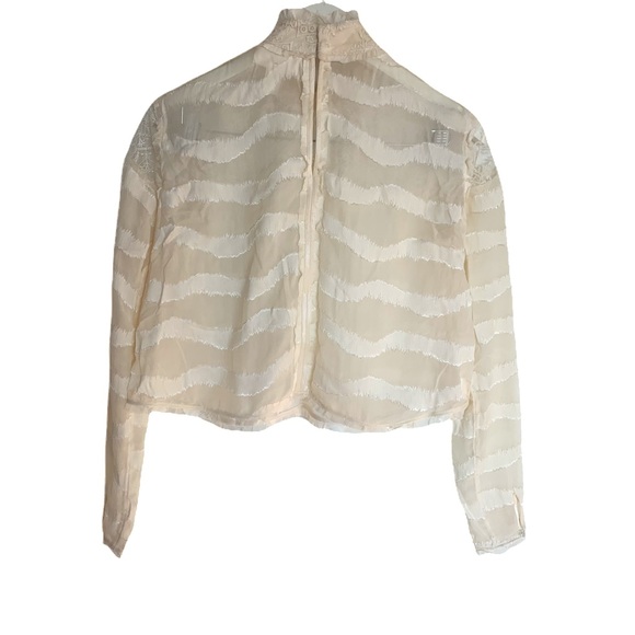 H&M Conscious Exclusive High Neck Blouse. Cream.4 - Picture 2 of 7